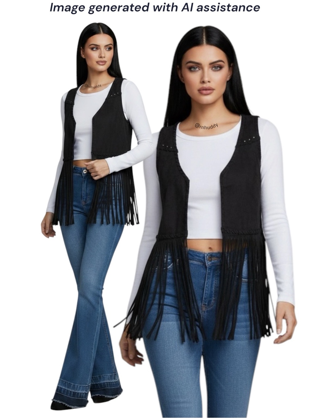 NWT Idyllwind S black faux suede open fringe vest